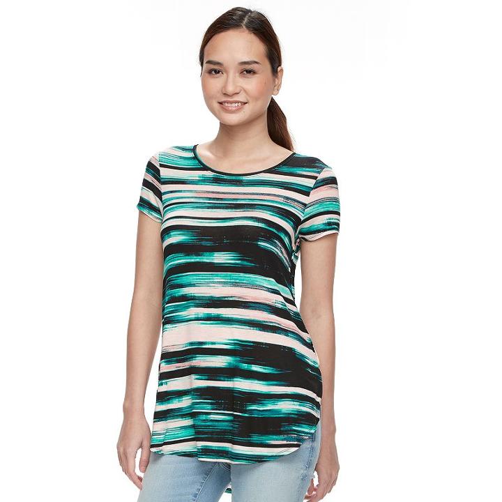 Petite Apt. 9&reg; Scoopneck Tee, Women's, Size: M Petite, Turquoise/blue (turq/aqua)