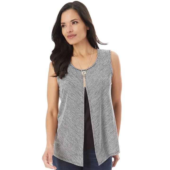 Women's Apt. 9&reg; Split Popover Tank, Size: Large, Black