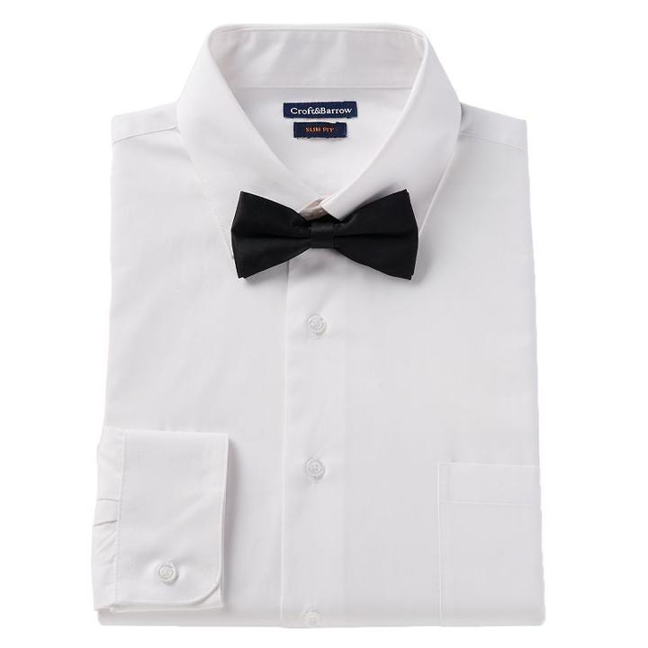 Men's Croft & Barrow&reg; Slim-fit Dress Shirt & Tie Set, Size: 2x-36/37, White