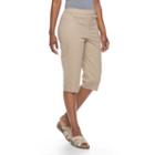 Women's Croft & Barrow&reg; Buttoned-hem Pull On Capris, Size: Large, Med Beige