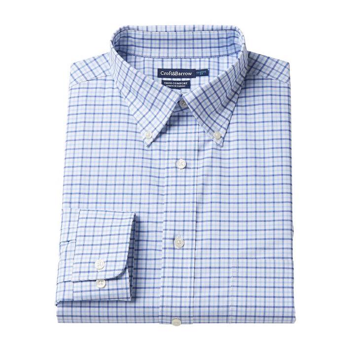 Men's Croft & Barrow&reg; Easy-care True Comfort Regular-fit Dress Shirt, Size: 17-34/35, Blue