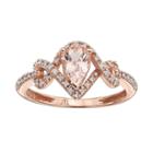 Morganite & 1/8 Carat T.w. Diamond 10k Rose Gold Teardrop Ring, Women's, Size: 7, Pink