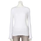 Women's Elle&trade; Ruffle Crewneck Sweater, Size: Medium, White