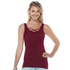 Juniors' So&reg; Double Scoop Crisscross Tank, Girl's, Size: Xl, Dark Pink