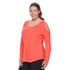 Plus Size Wild Majesty Cold-shoulder Mesh Tee, Women's, Size: 3xl, Brt Pink