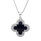 Marie Claire Jewelry Crystal Silver Tone Clover Pendant Necklace, Women's, Size: 17, Navy