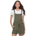 Juniors' So&reg; Pocket Front Romper, Teens, Size: Medium, Dark Green