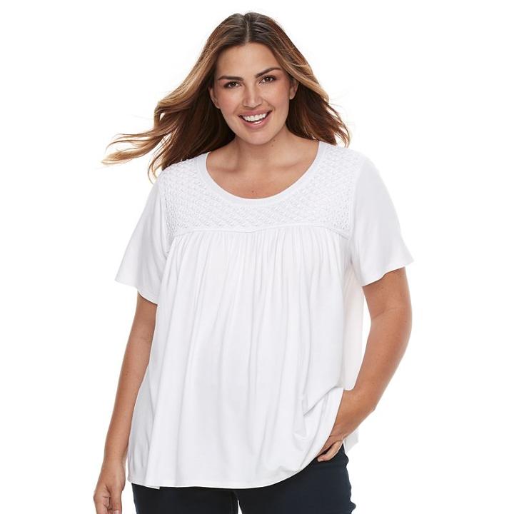 Plus Size Croft & Barrow&reg; Crochet Top, Women's, Size: 2xl, White
