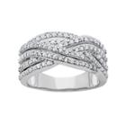 3/4 Carat T.w. Diamond 10k White Gold Crisscross Ring, Women's, Size: 6