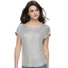 Women's Jennifer Lopez Dolman V-neck Tee, Size: Medium, Med Grey