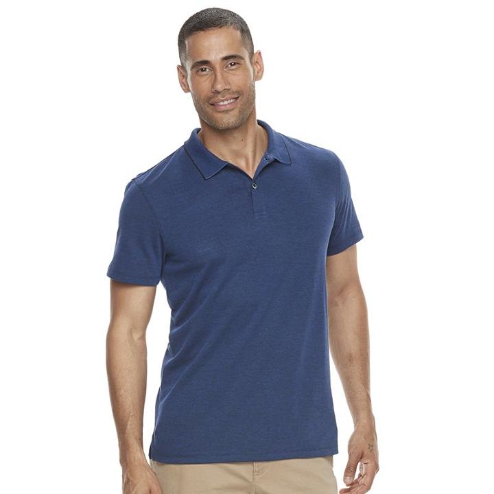Men's Apt. 9&reg; Modern-fit Birdseye Stretch Polo, Size: Medium, Blue (navy)