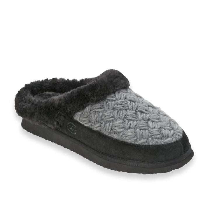 Women's Dearfoams Suede & Basketweave Clog Slippers, Size: Medium (8), Black