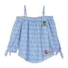 Girls 7-16 Iz Amy Byer Mini Star Print Woven Off Shoulder Top, Size: Medium, Blue (navy)