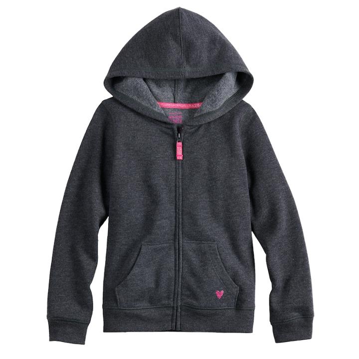 Girls 4-10 Jumping Beans&reg; Fleece Zip-up Hoodie, Size: 6, Black