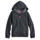Girls 4-10 Jumping Beans&reg; Fleece Zip-up Hoodie, Size: 6, Black