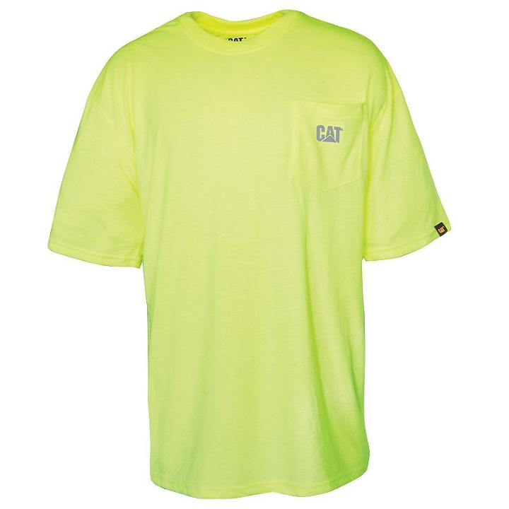 Men's Caterpillar High-visibility Pocket Tee, Size: Large, Yellow