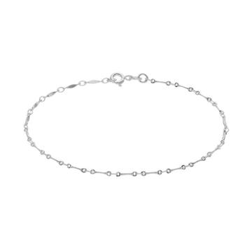 Barefootsies Silver Plated Marquise Link Anklet, Women's, Size: 9, Grey