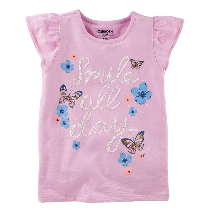 Girls 4-12 Oshkosh B'gosh&reg; Smile All Day Butterfly & Flower Graphic Tee, Size: 6-6x, Purple