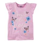 Girls 4-12 Oshkosh B'gosh&reg; Smile All Day Butterfly & Flower Graphic Tee, Size: 6-6x, Purple