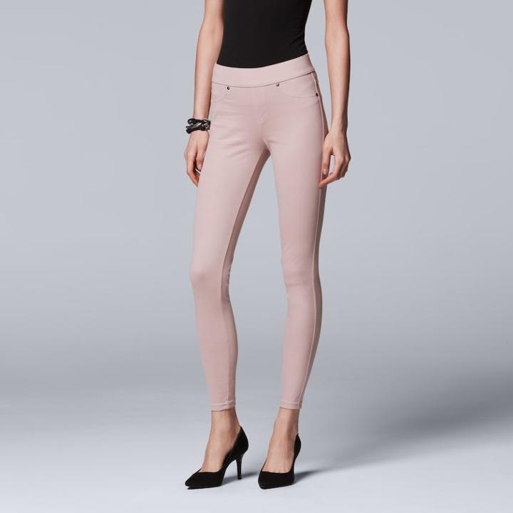 Simply Vera Vera Wang Contemporary Denim Leggings, Women's, Size: Large, Pink
