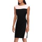 Women's Chaps Colorblock Ruched Sheath Dress, Size: Large, Black