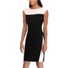 Women's Chaps Colorblock Ruched Sheath Dress, Size: Large, Black