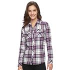 Women's Croft & Barrow&reg; Plaid Flannel Shirt, Size: Xl, Natural