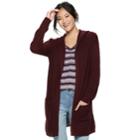 Juniors' Almost Famous Lace-up Back Hooded Cardigan, Teens, Size: Xl, White