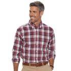 Men's Haggar Classic-fit Plaid Stretch Poplin Button-down Shirt, Size: Xxl, Red