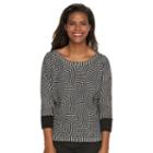Women's Dana Buchman Textured Boatneck Sweater, Size: Xl, Black