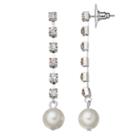 Simply Vera Vera Wang Simulated Crystal Chain Nickel Free Linear Earrings, Women's, White