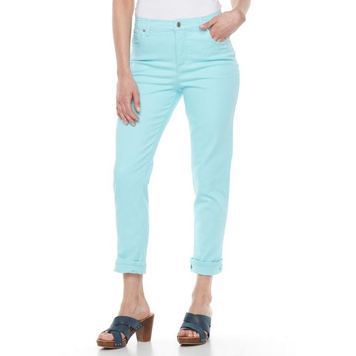 Petite Gloria Vanderbilt Amanda Cuffed Ankle Pants, Women's, Size: 12 Petite, Turquoise/blue (turq/aqua)