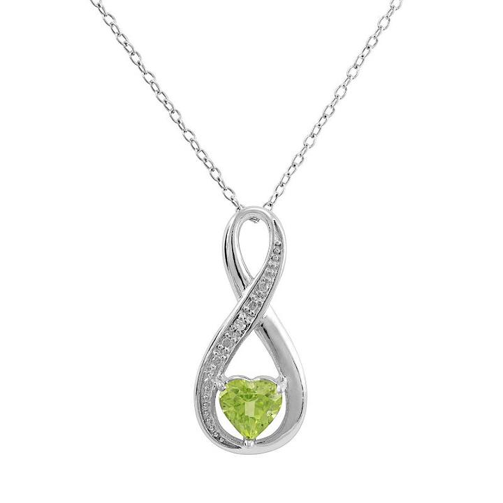 Radiant Gem Peridot Sterling Silver Infinity Pendant Necklace, Women's, Size: 18, Green