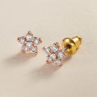 Lc Lauren Conrad Runway Collection Cubic Zirconia Flower Stud Earrings, Women's, Dark Pink