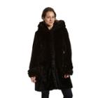 Plus Size Excelled Hooded Faux-fur Jacket, Women's, Size: 2xl, Black