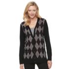 Women's Croft & Barrow&reg; V-neck Button-down Cardigan, Size: Xs, Grey (charcoal)