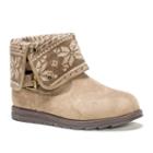 Muk Luks Jess Women's Fairisle Fold Over Ankle Boots, Girl's, Size: 7, Brown