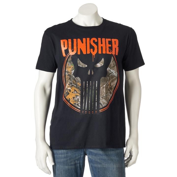 Men's Marvel The Punisher Realtree Tee, Size: Large, Black