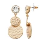Dana Buchman Hammered Disc Nickel Free Double Drop Earrings, Women's, Gold