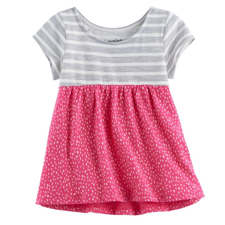 Baby Girl Jumping Beans&reg; Print Short-sleeve Babydoll Tunic, Size: 12 Months, Pink