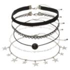 Mudd&reg; Star Charm, Lace & Velvet Choker Necklace Set, Women's, Silver