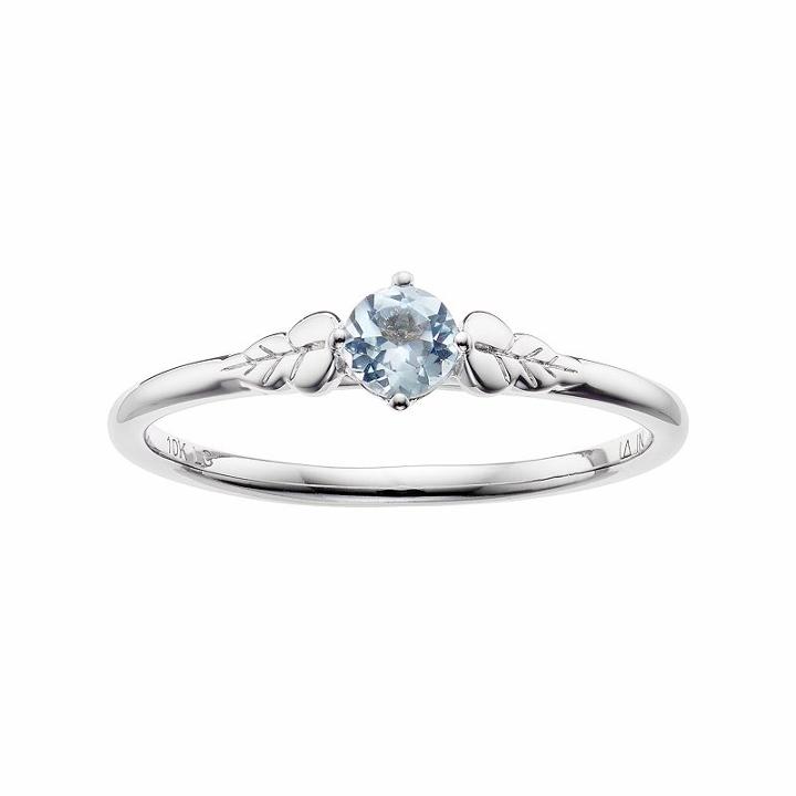 Lc Lauren Conrad 10k White Gold Blue Topaz Leaf Ring, Women's, Size: 6