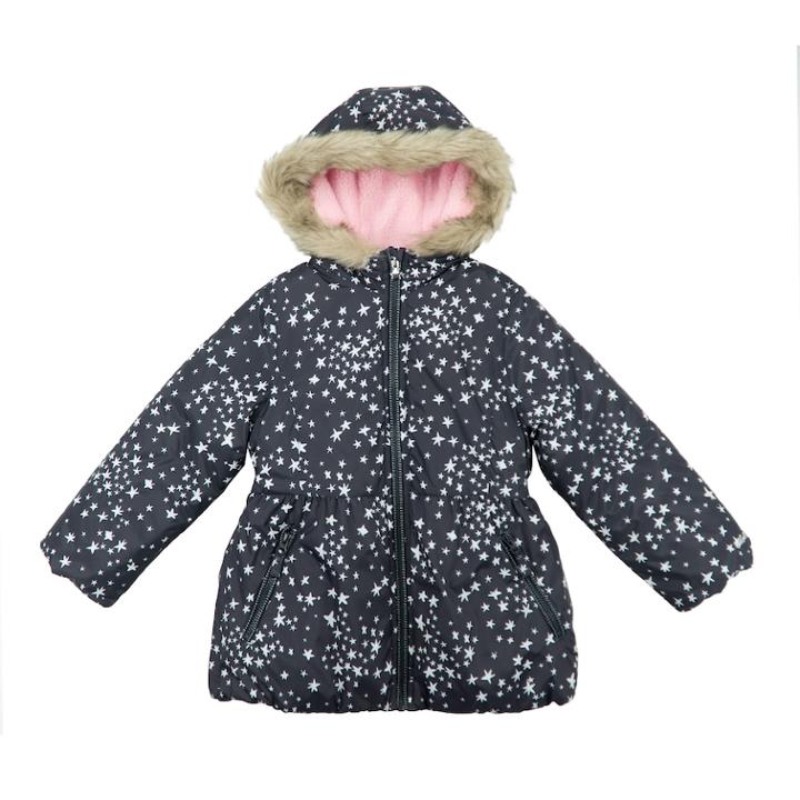 Girls 4-8 Oshkosh B'gosh&reg; Star Print Jacket With Faux-fur Trim, Size: 6-6x, Med Grey