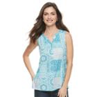 Women's Croft & Barrow&reg; Peasant Henley Tank, Size: Xs, Turquoise/blue (turq/aqua)