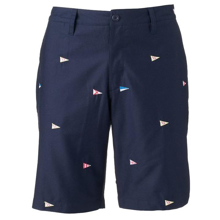 Men's Caribbean Joe Classic-fit Embroidered Twill Shorts, Size: 34, Dark Blue