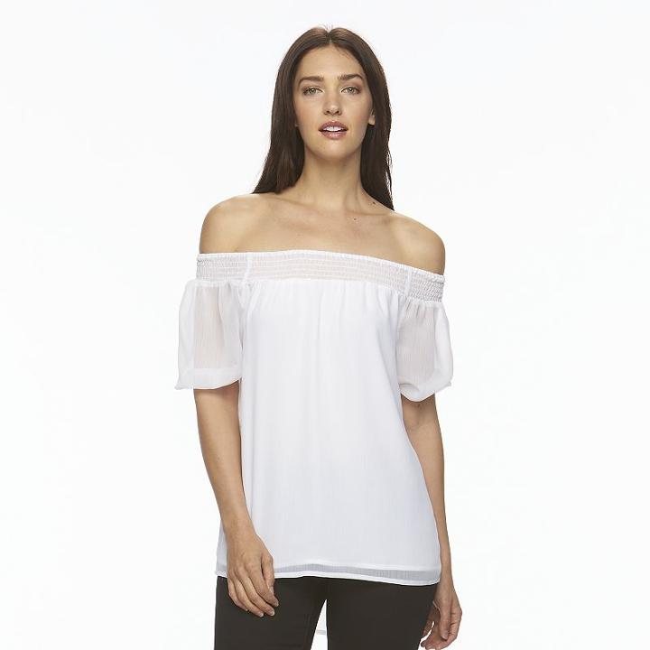 Women's Apt. 9&reg; Smocked Off-the-shoulder Top, Size: Xl, White