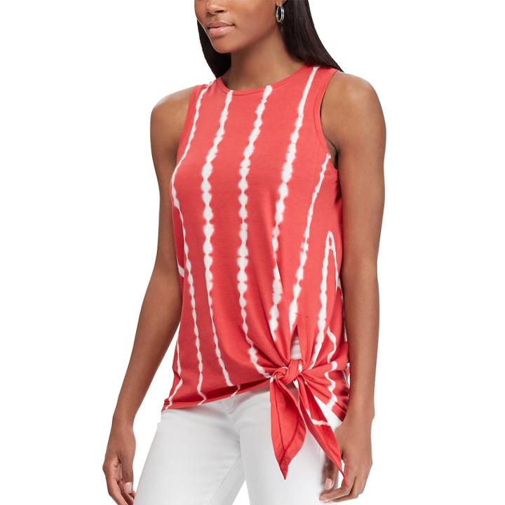 Women's Chaps Knot-front Tank, Size: Medium, Red
