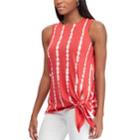 Women's Chaps Knot-front Tank, Size: Medium, Red