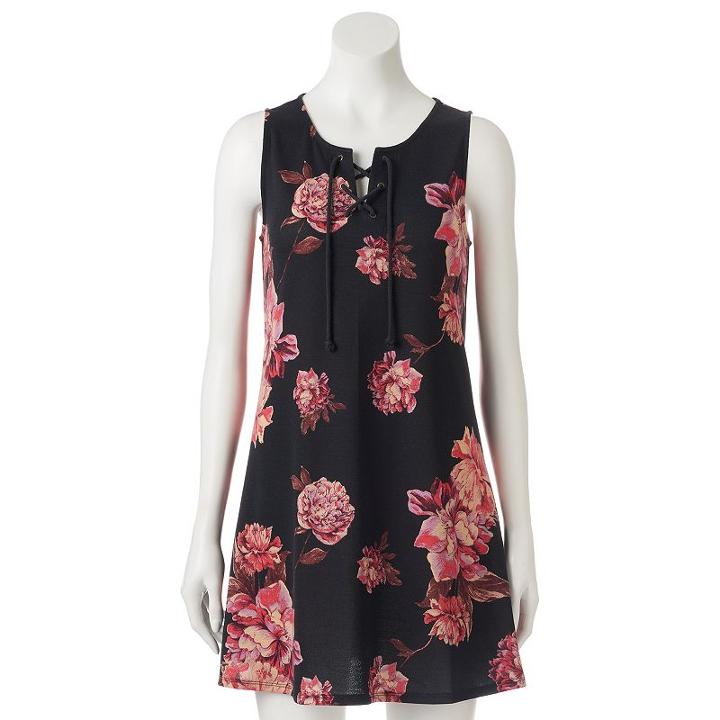 Juniors' About A Girl Knit Lace-up Dress, Size: Small, Orange Oth