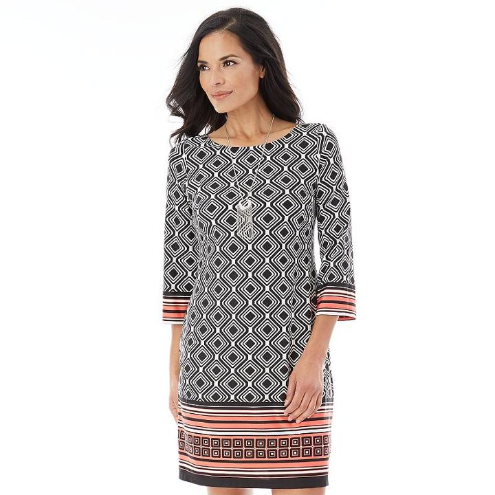 Women's Ab Studio Geometric Shift Dress, Size: Xlrg Av/rg, Ovrfl Oth